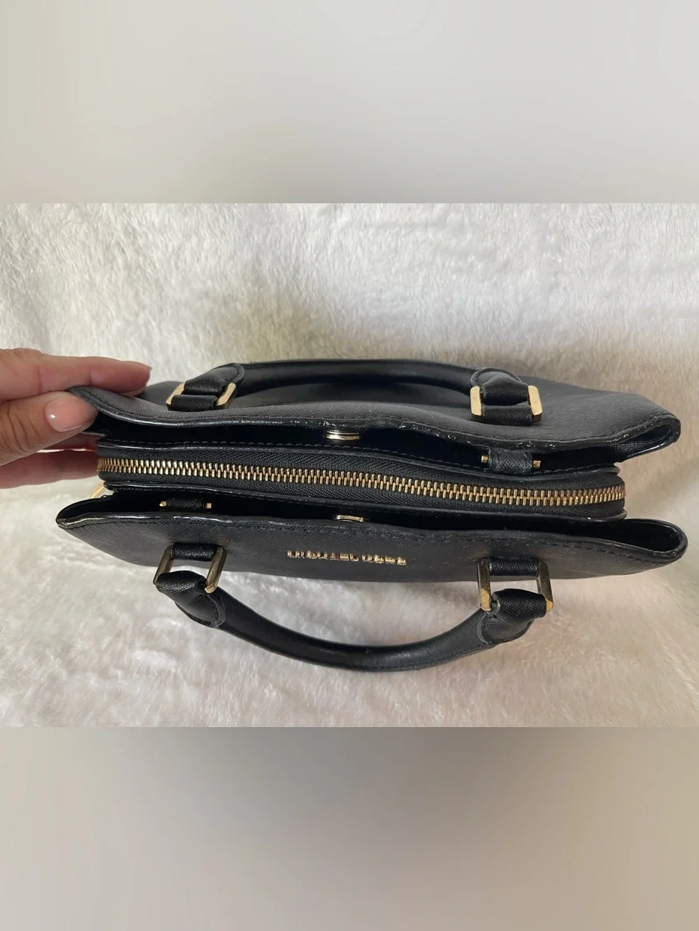 Michael Kors  handbag or Crossbody black leather purse  gold hardware